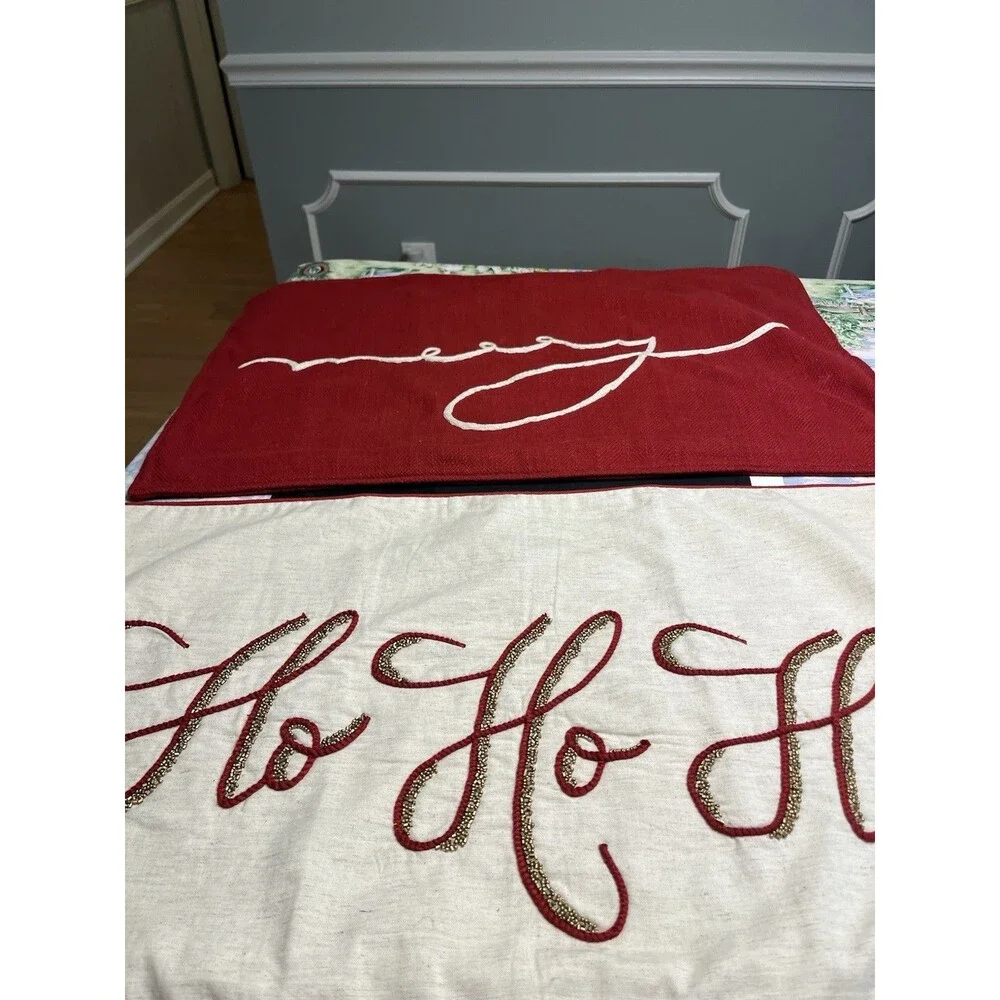 Pair of Pottery Barn Christmas Lumbar Pillow Covers 16x26”